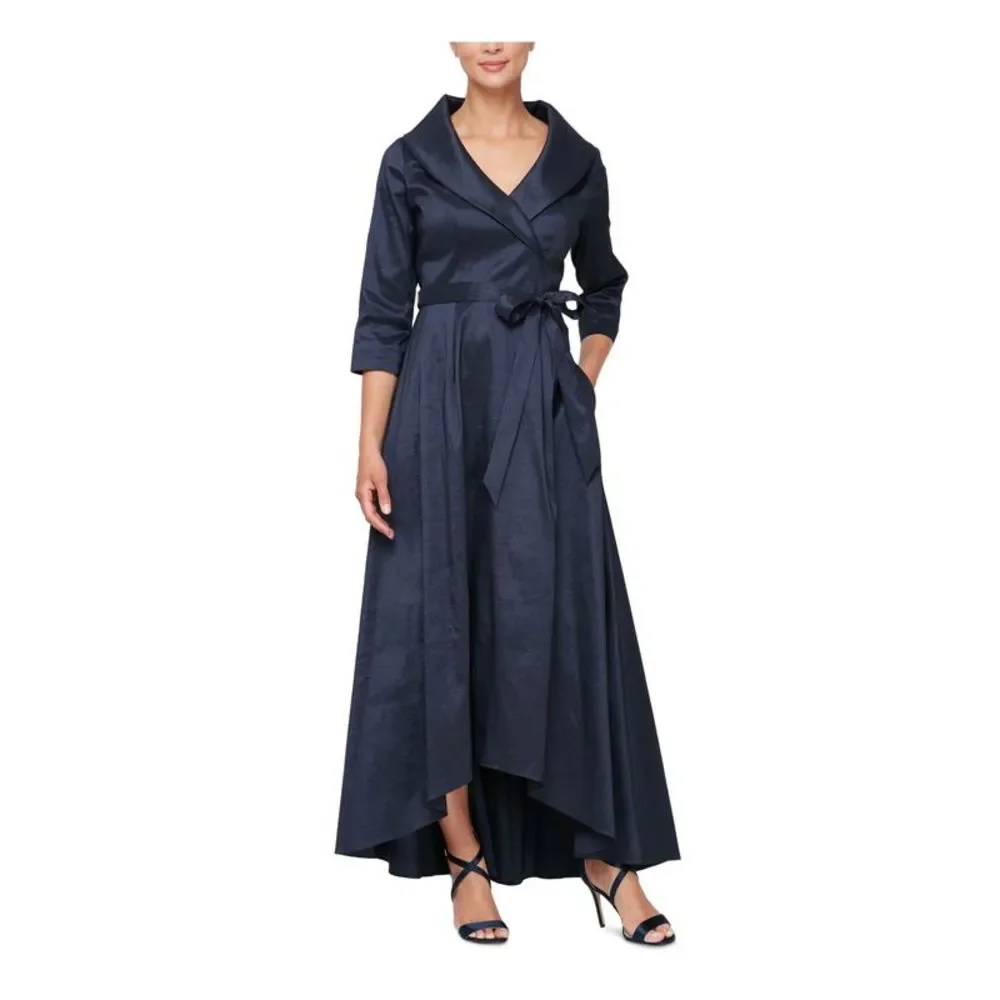 sachin and babi light blue dress Alex Evenings Women's 3/4-Sleeve Scalloped Jacket & Gown, 2-Piece Set - Peacock main image 1